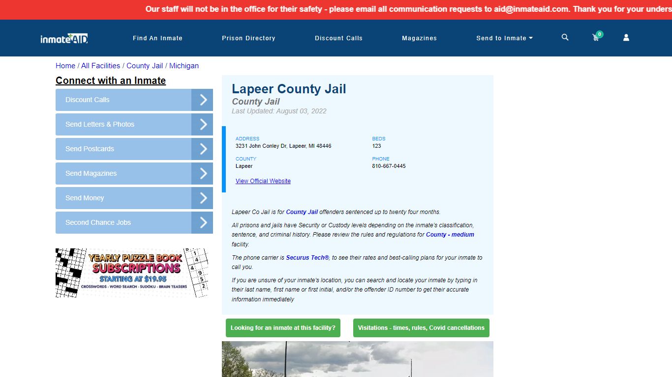 Lapeer County Jail - Inmate Locator - Lapeer, MI